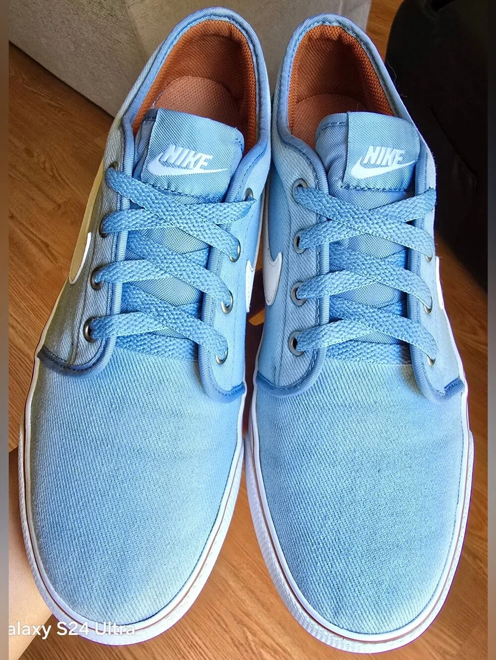 Sz 10.5 Men's NIKE YOKI LOW TXT Worn Blue/Tawny/White Casual Shoes